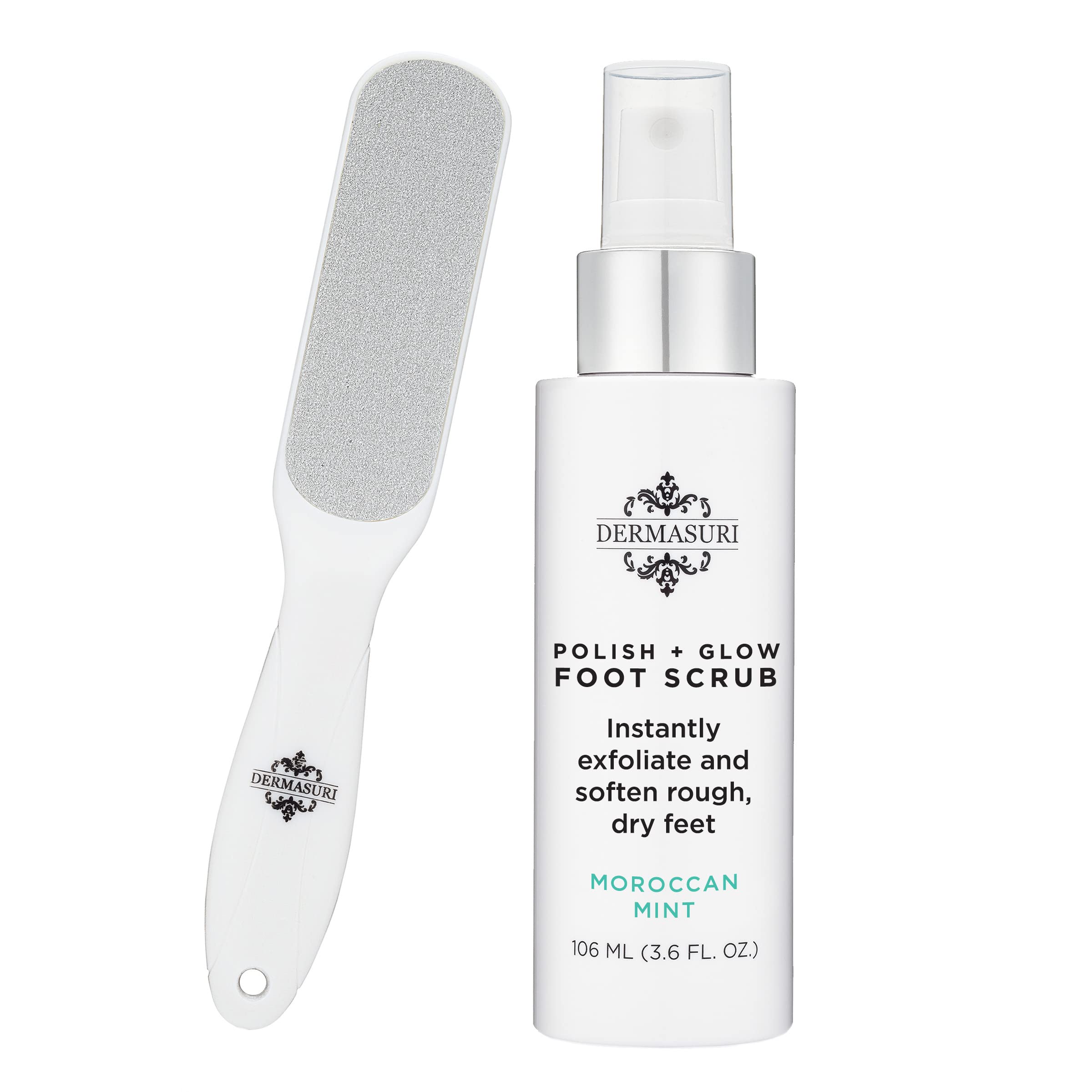 Dermasuri spray-pie-aplicacion-botella: facilita aplicar el producto para exfoliar en casa.