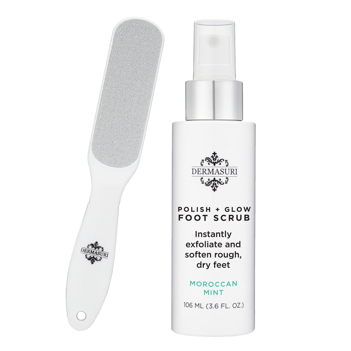Dermasuri spray-pie-aplicacion-botella: facilita aplicar el producto para exfoliar en casa.