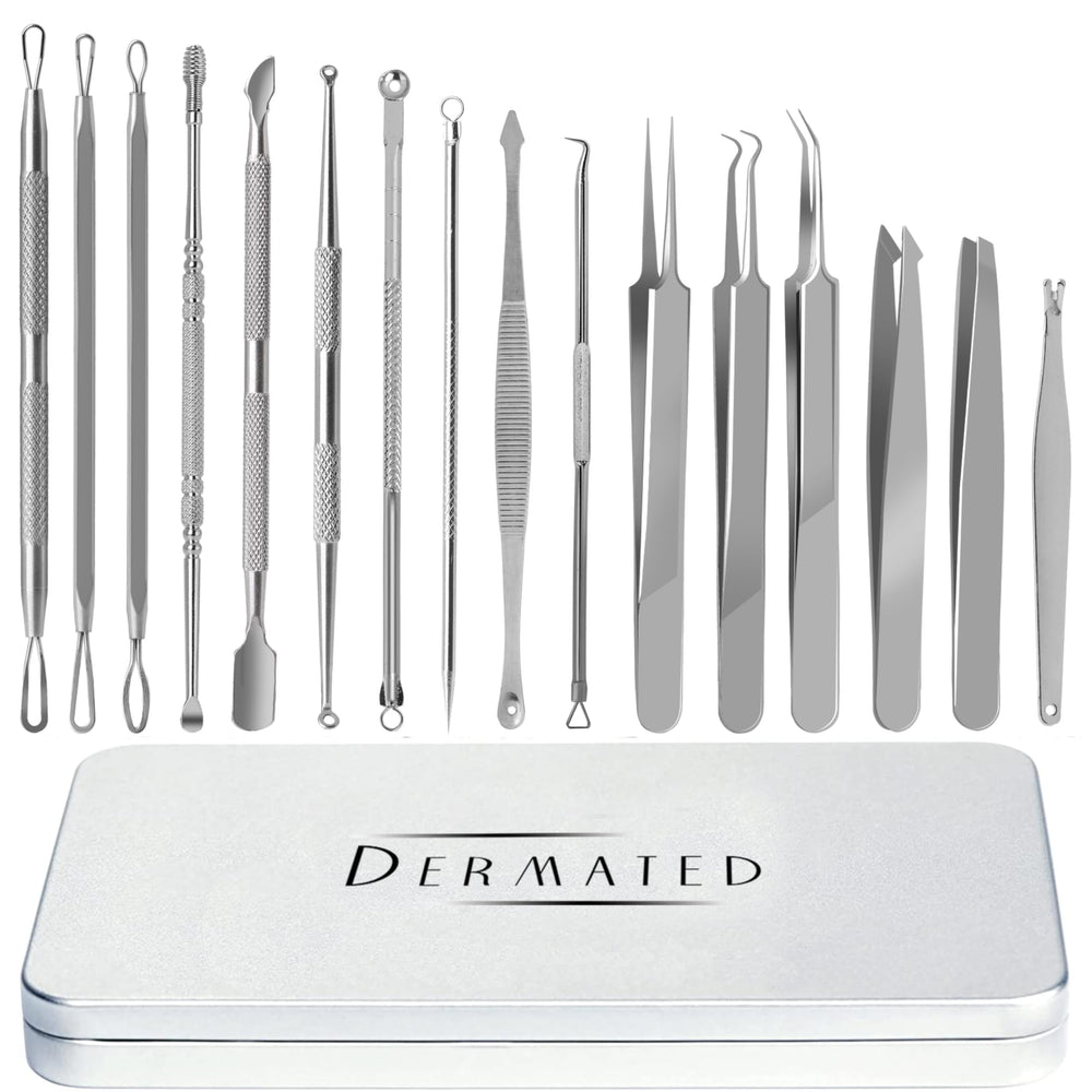 DERMATED kit de 16 piezas para puntos negros, acero 410, higiene y precisión