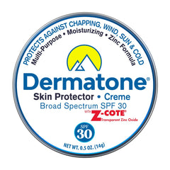 DERMATONE protección de zinc, botella de bálsamo para protección solar SPF 30.