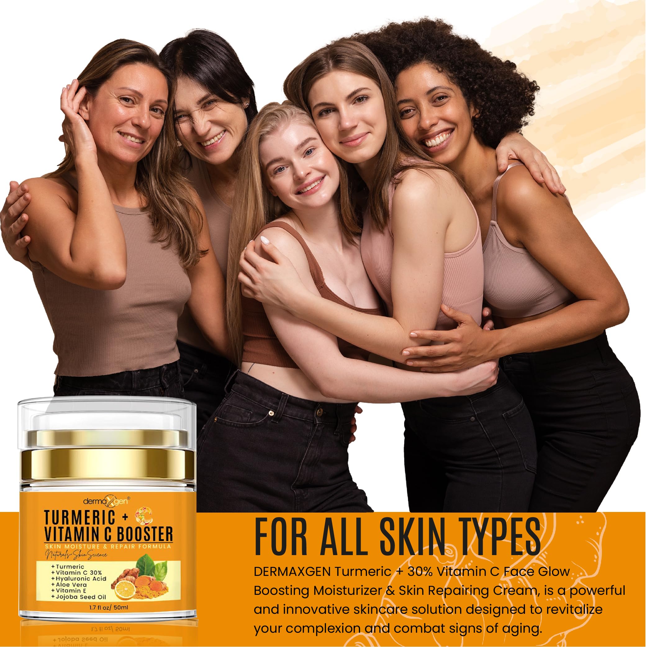 DERMAXGEN crema facial sin fragancias artificiales, ideal para piel sensible.
