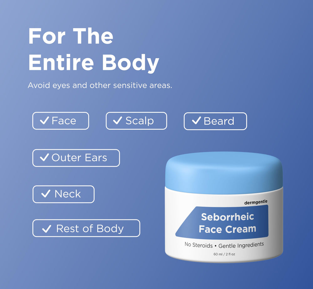 Dermgentle crema seborreica, ingredientes MCT y esqualano, hidratación ligera.