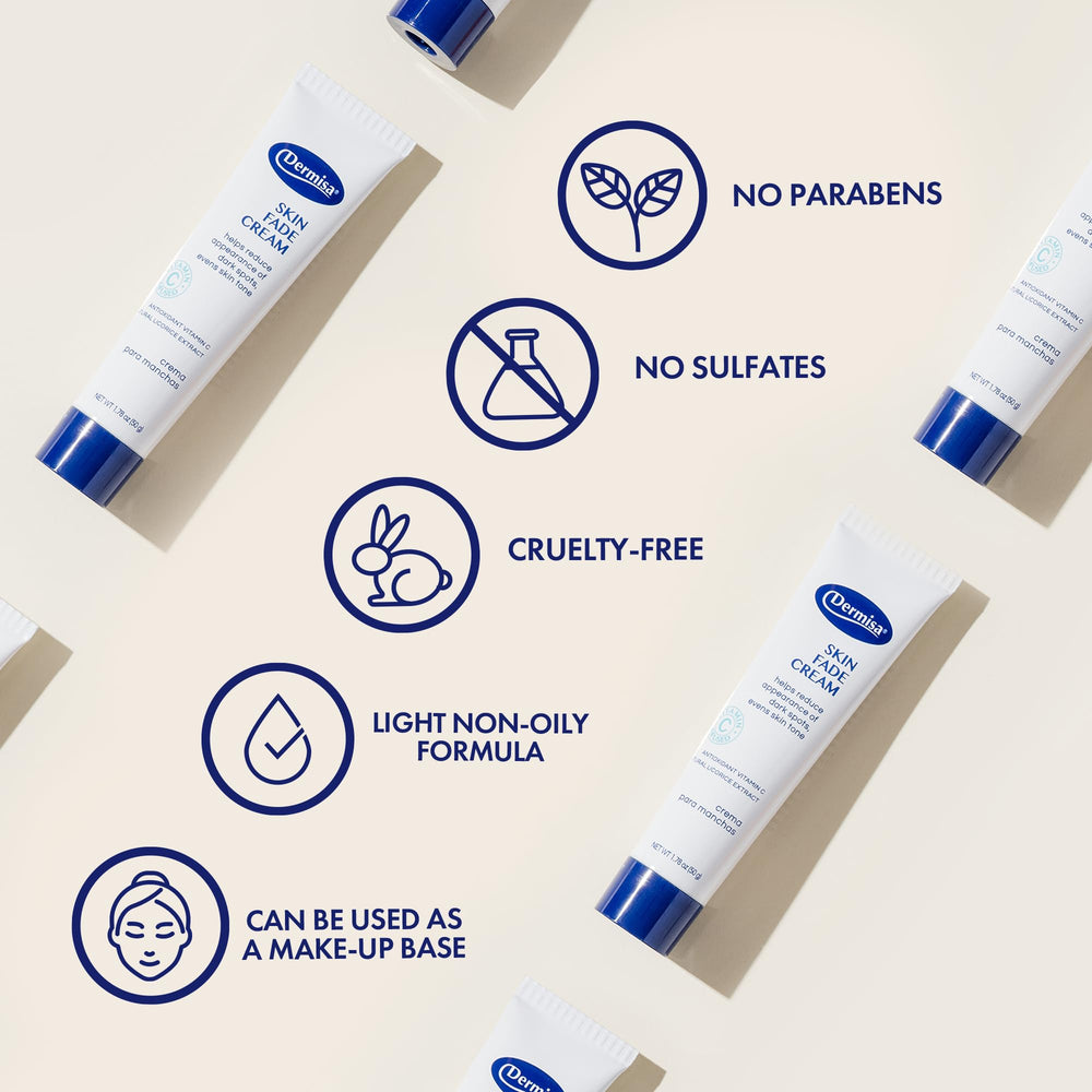 Uso diario con Dermisa Skin Fade Cream para tono más suave con el tiempo.