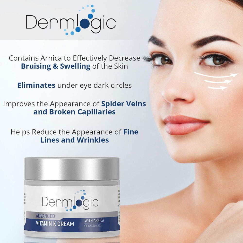 Dermlogic Vitamine K Crème capillaires brisés: améliore l'apparence des vaisseaux et des rougeurs.