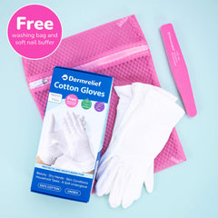 Dermrelief guantes de algodón, uso nocturno para hidratación suave