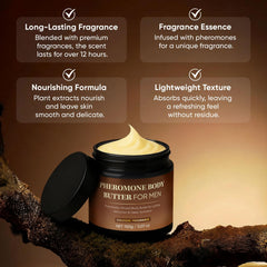 Derperzi crema corporal feromonas, textura suave con manteca de karité para piel hidratada