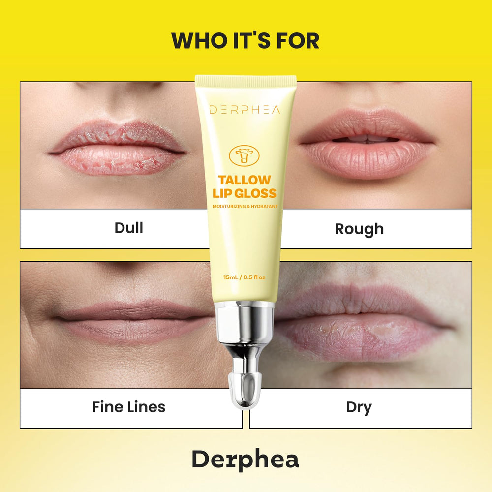 DERPHEA bálsamo-labial-brillo-natural, acabado brillante y suave.