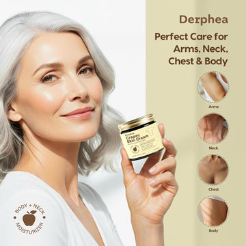 DERPHEA Crepey Skin Repair pecho, textura más lisa tras uso regular.