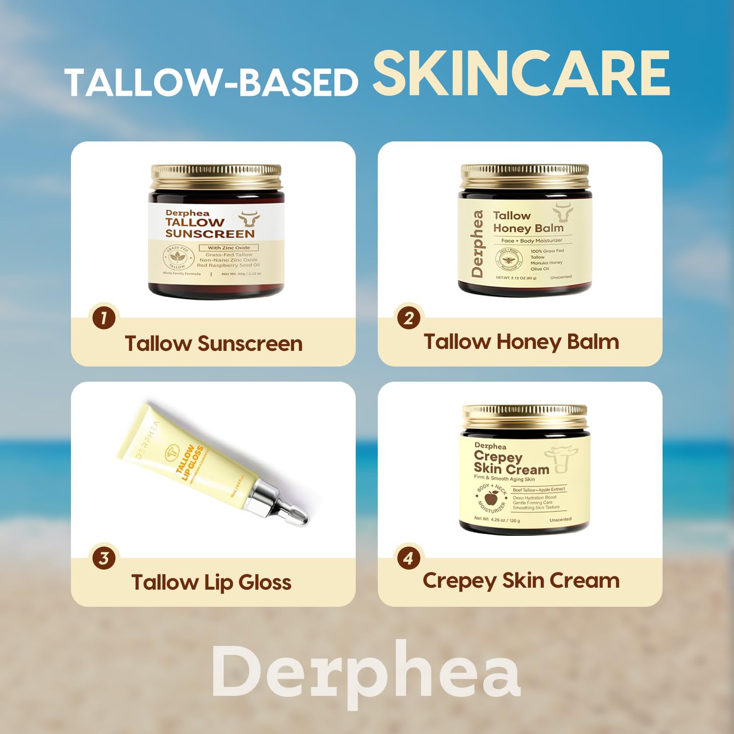 DERPHEA Crepey Skin Repair sin fragancia, cuidado diario suave.