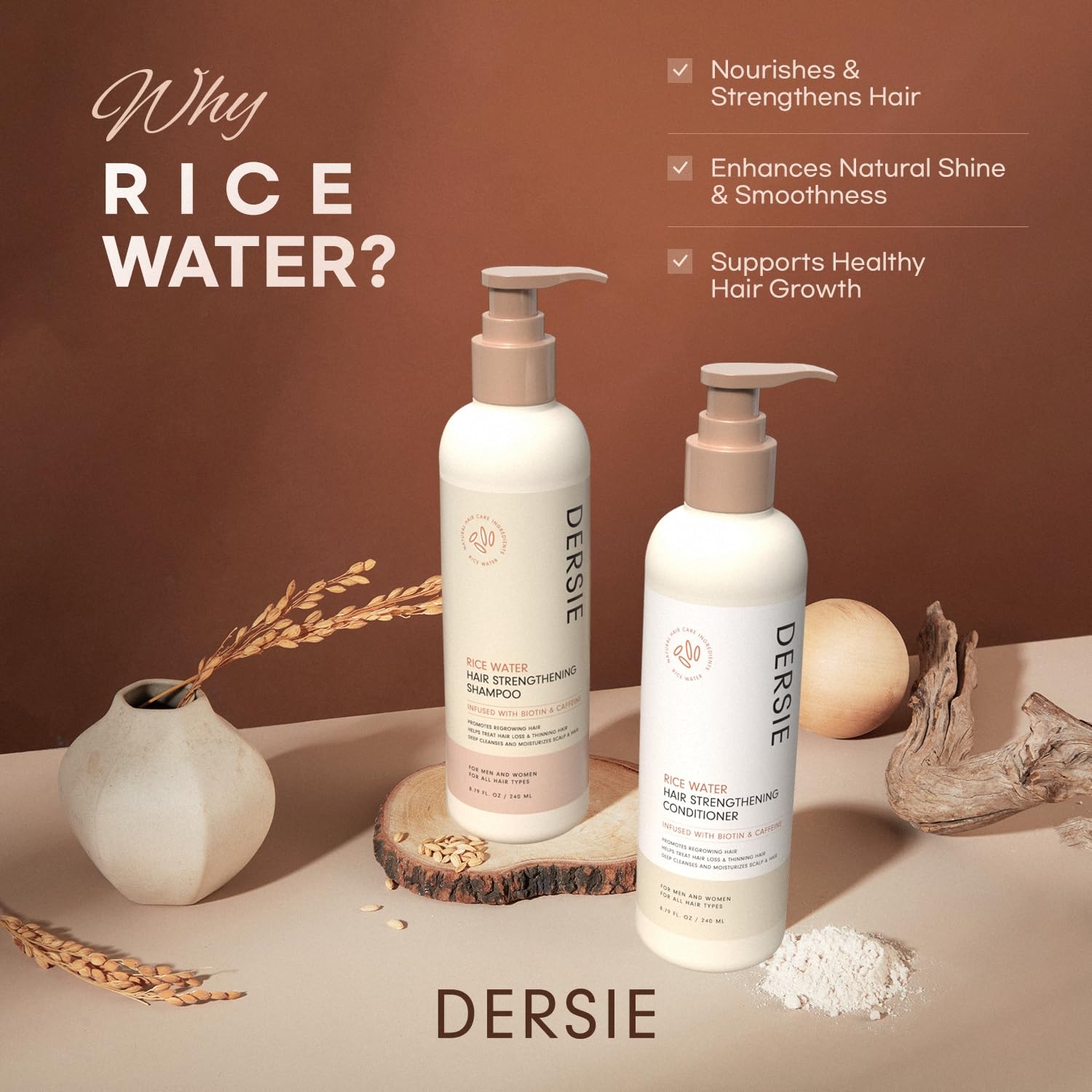 Dersie acondicionador agua de arroz tubo: hidratación profunda para cabello suave.