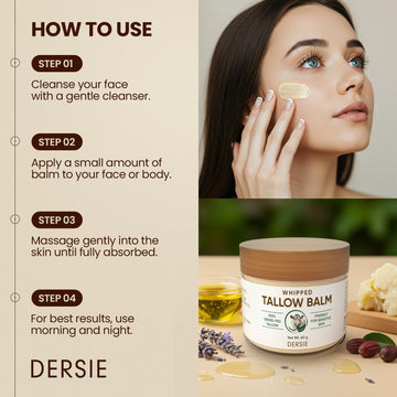 Dersie crema batida de sebo, ingredientes naturales de vaca alimentada con pasto.