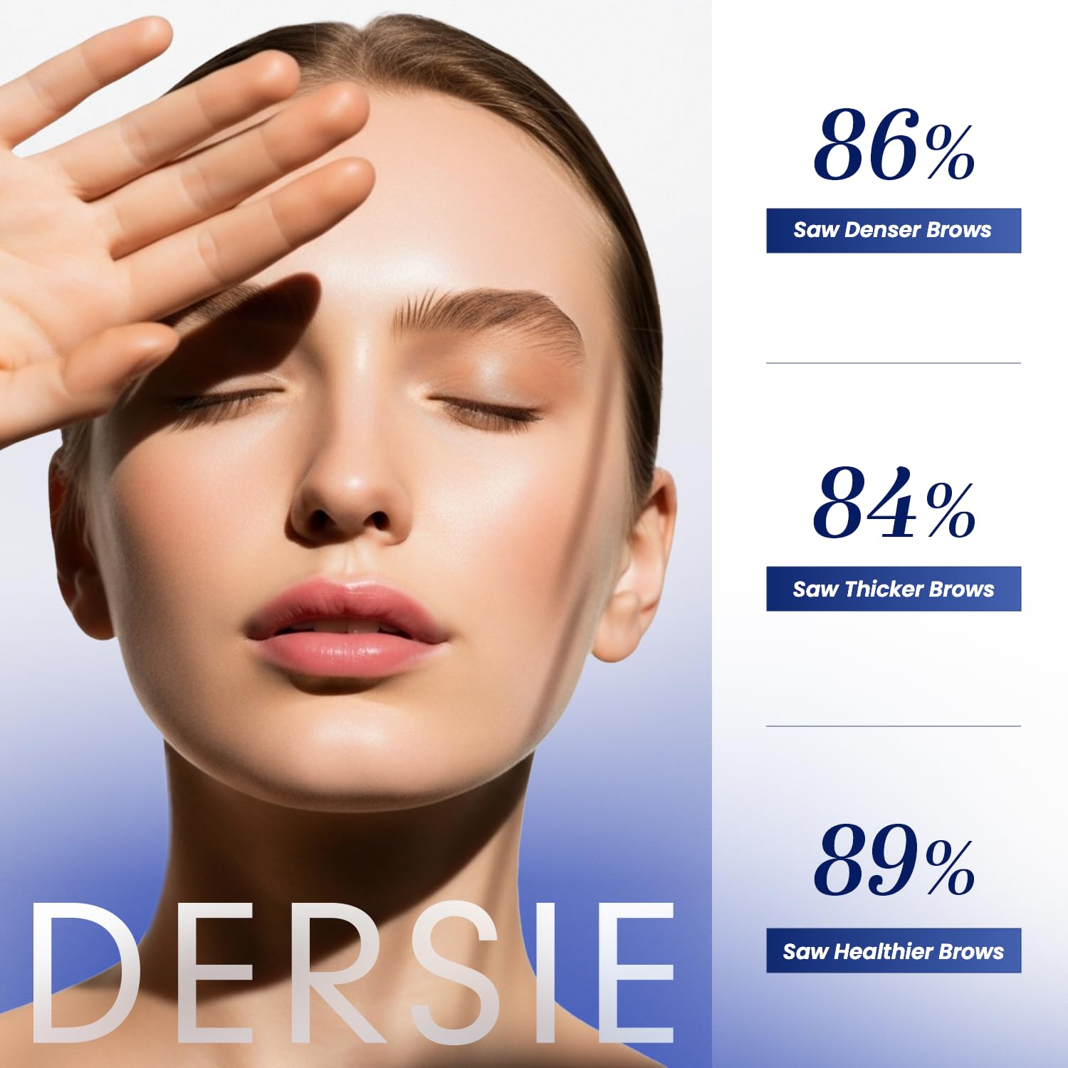 Paquete de Dersie Serum para cejas con diseño de caja y producto.