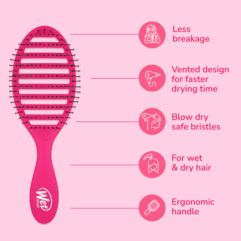 Wet Brush Speed Dry desenredo suave sin dolor, ideal para cabello rizado.
