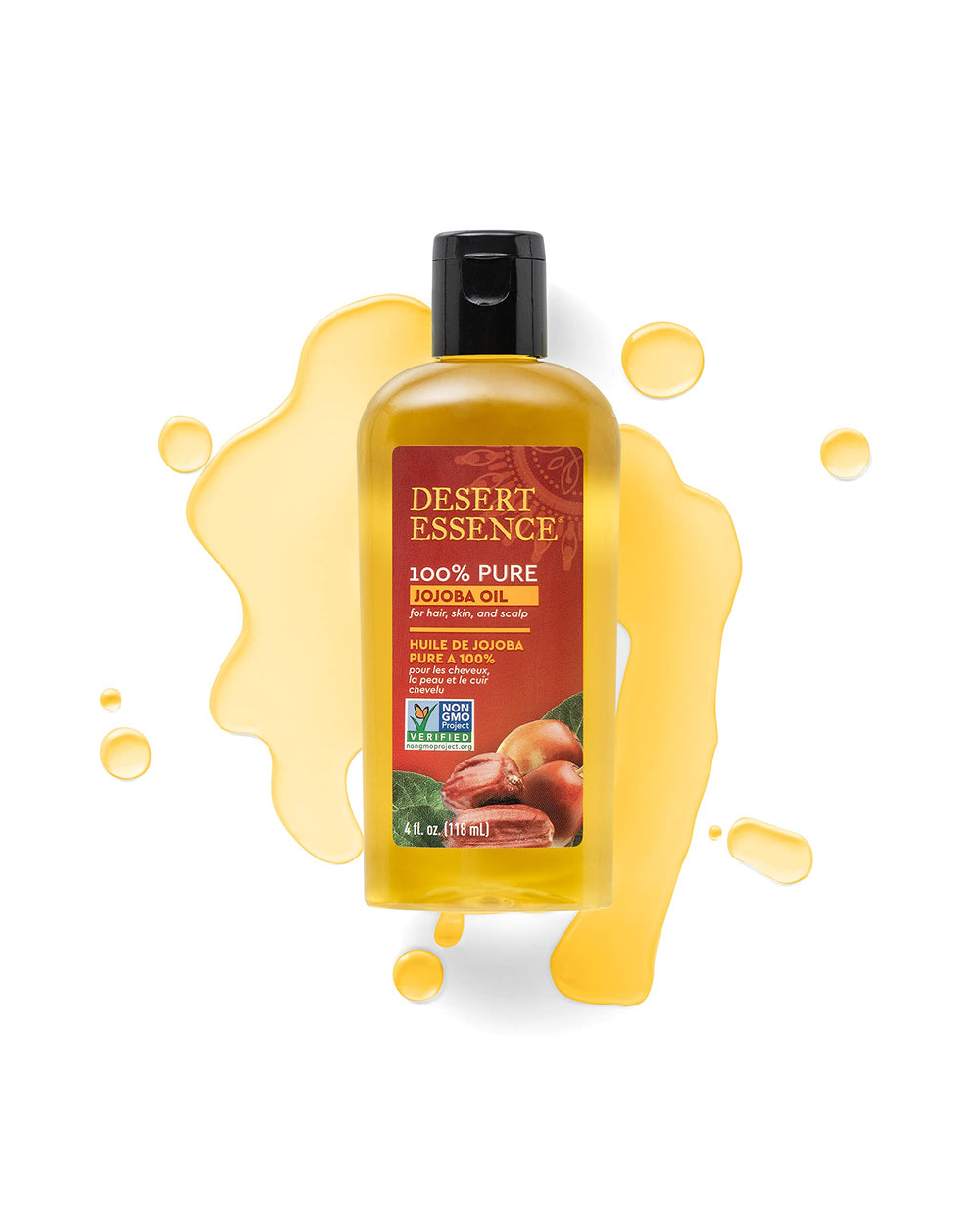 Desert Essence Aceite de Jojoba vegano y libre de GMO para piel sensible.