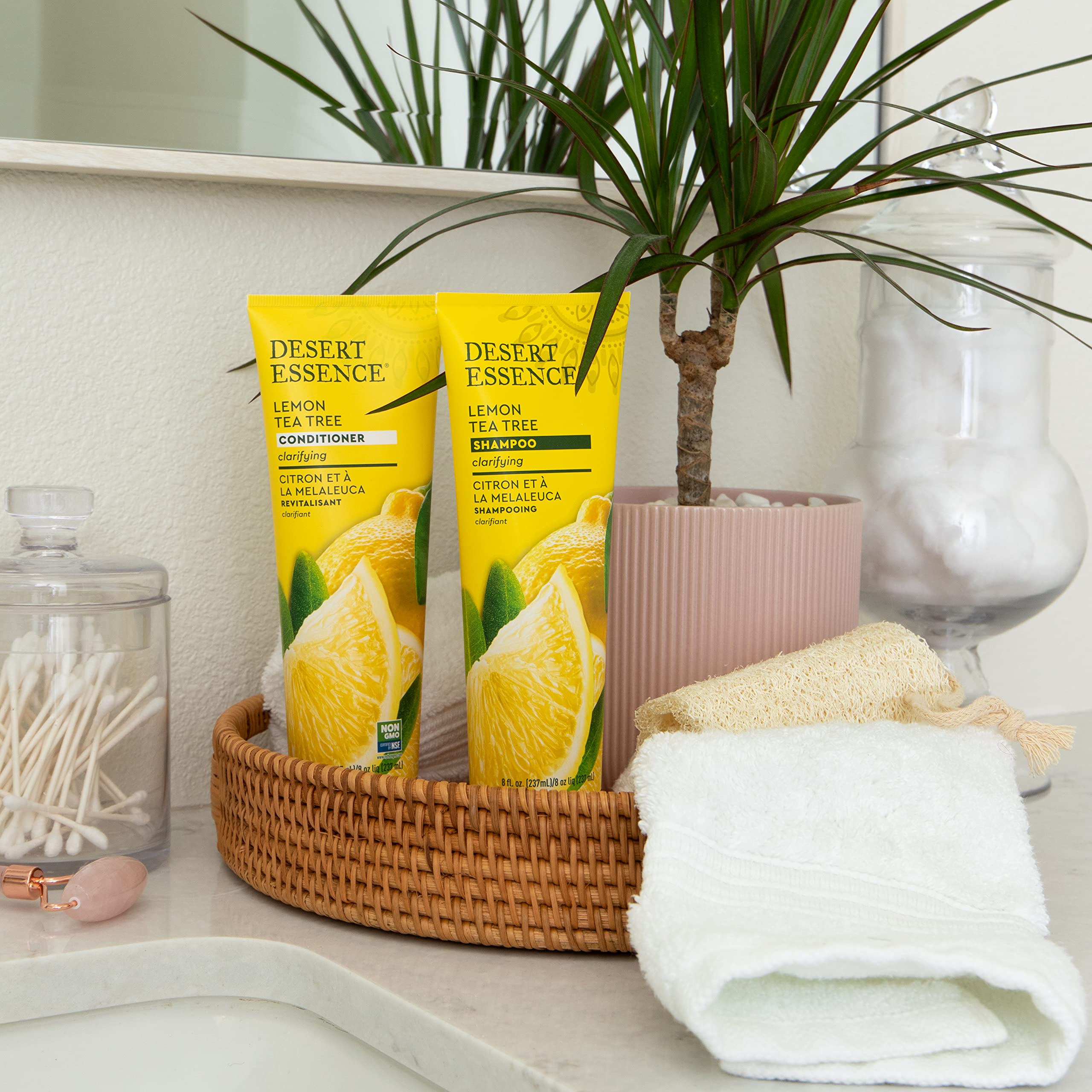 Desert Essence Acondicionador Limón Tea Tree: fragancia cítrica que revitaliza la rutina diaria de cuidado.