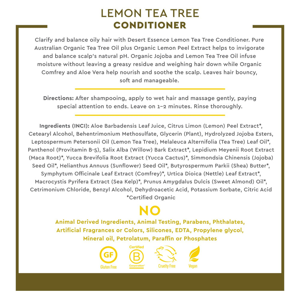 Desert Essence Acondicionador Limón Tea Tree: textura ligera que no deja sensación grasosa.