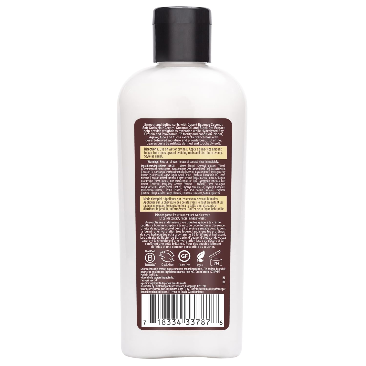 Aplicación en mechones para definición sin frizz con Desert Essence Coconut Soft Curls.