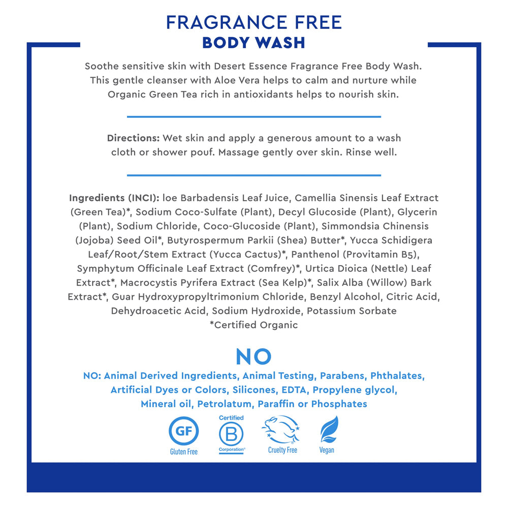 Desert Essence gel con té verde, antioxidantes para la piel.
