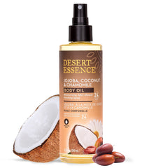 Mezcla Desert Essence de jojoba, coco y manzanilla para piel suave.