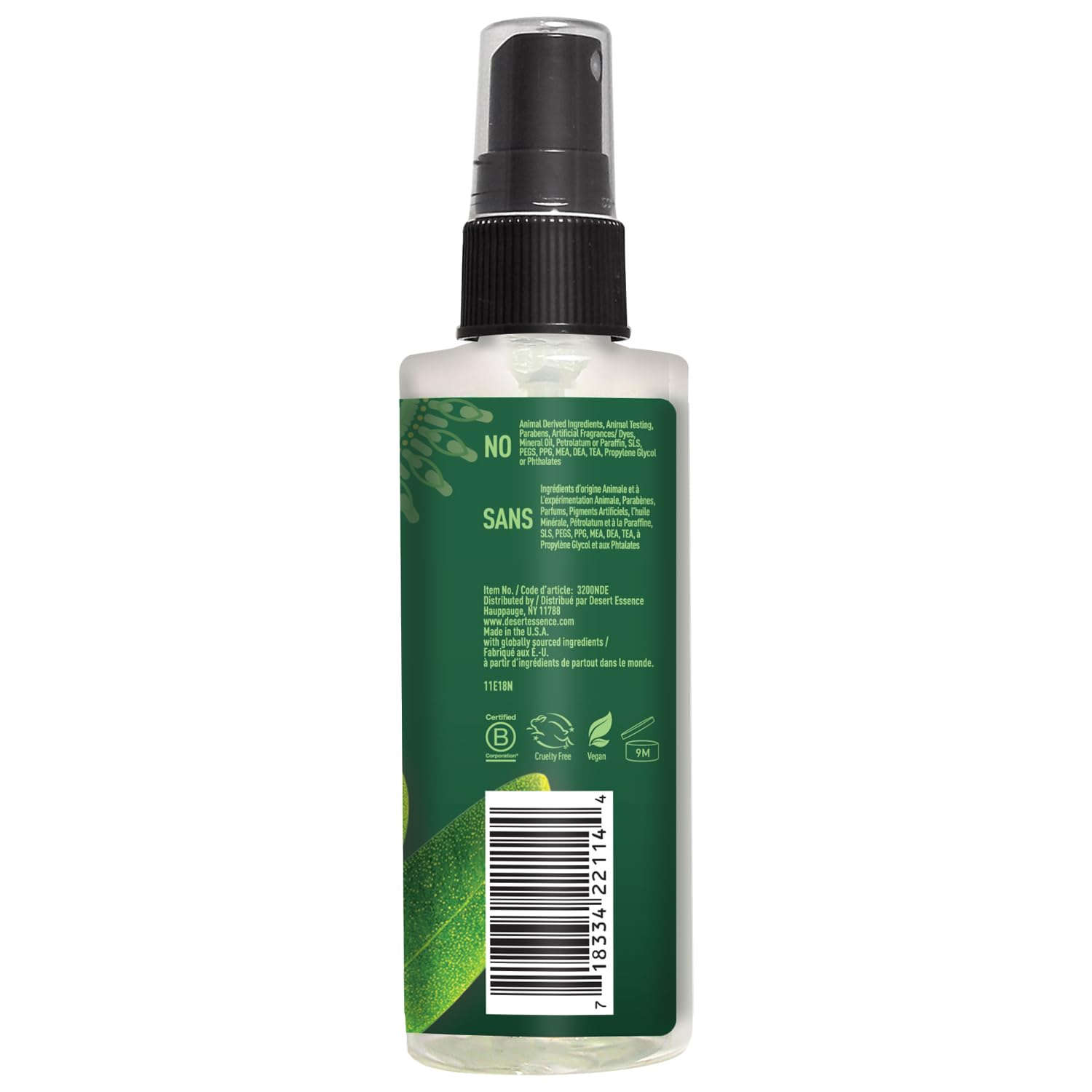 Desert Essence Relief Spray con aceites esenciales para cuidado suave.