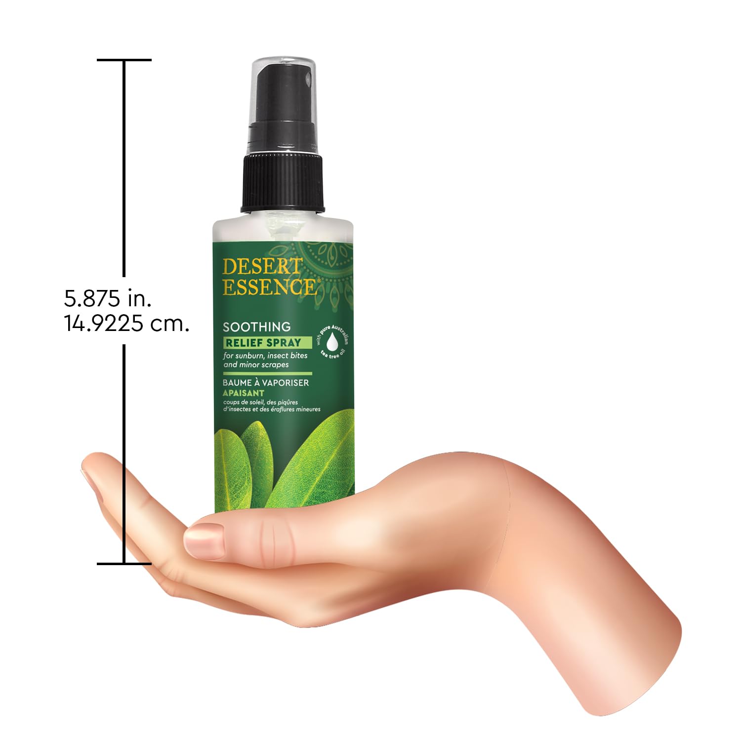 Desert Essence Relief Spray ideal para camping y playa.