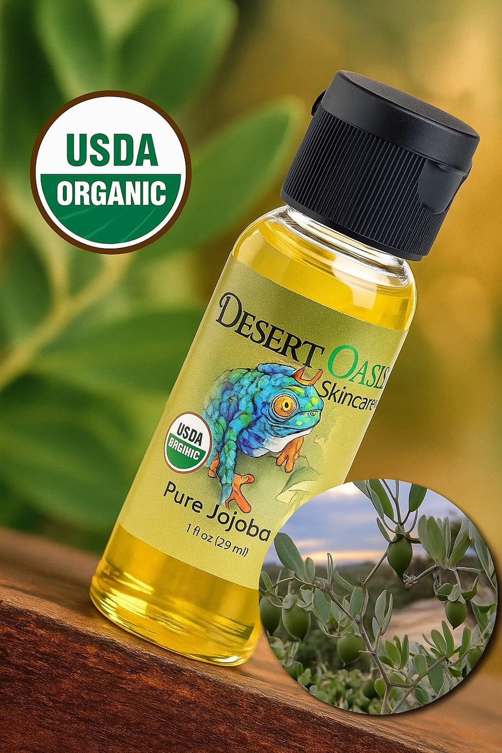 Desert Oasis Skincare Aceite de Jojoba para rostro, hidratación suave.