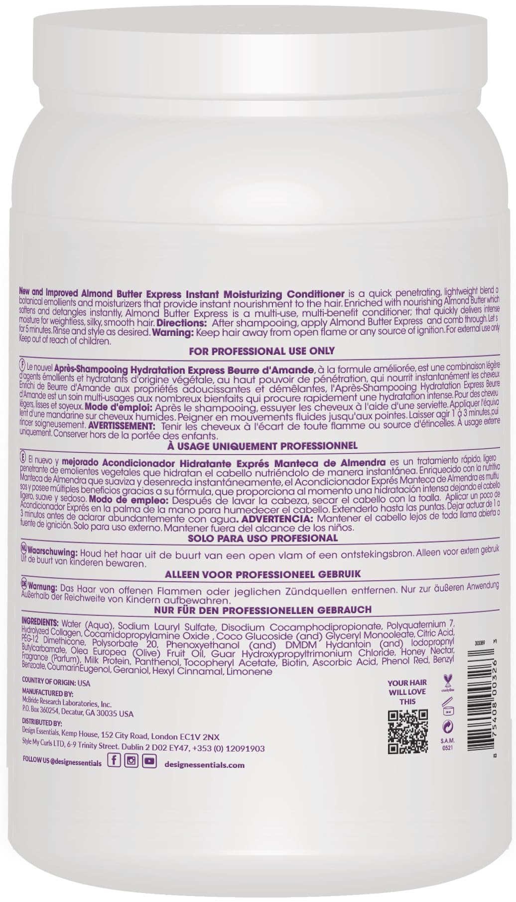 Design Essentials Acondicionador Expreso de Mantequilla de Almendra con textura cremosa para peinar