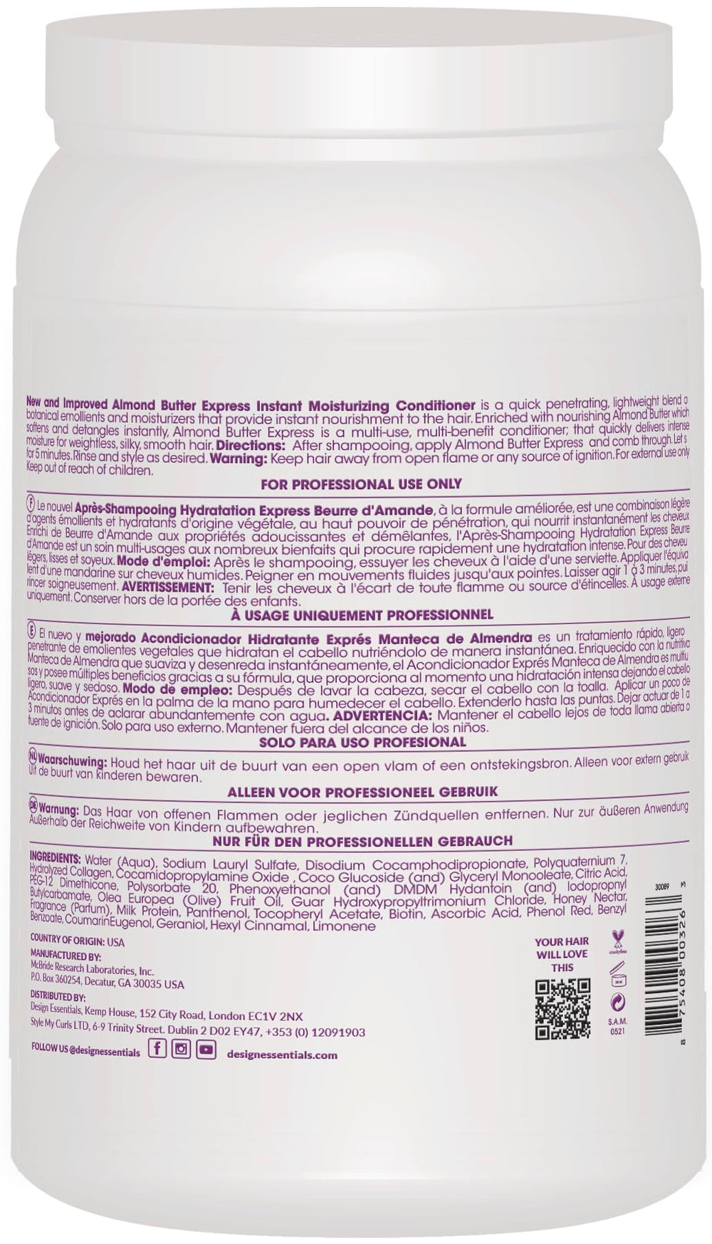 Design Essentials Acondicionador Expreso de Mantequilla de Almendra con textura cremosa para peinar