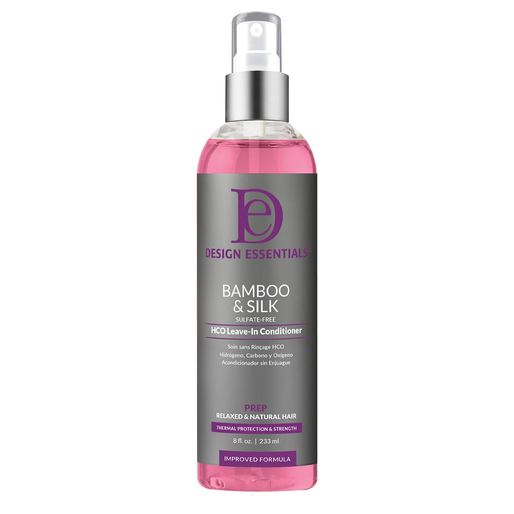 Design Essentials Bambú y Seda HCO Acondicionador sin enjuague, botella para protección térmica.