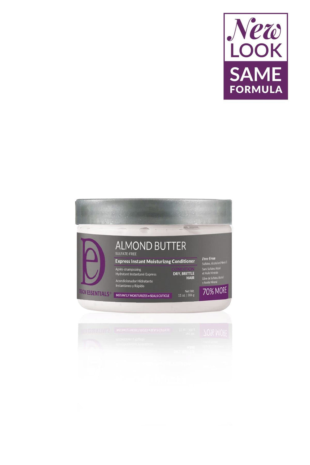 Design Essentials mantequilla de almendra Express botella brillo natural sin pesadez.
