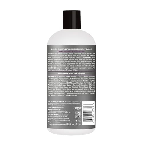 Design Essentials antipicor shampoo en aplicación suave para calmar y nutrir el cuero cabelludo