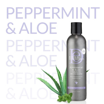 Resultados suaves en cabello y cuero cabelludo con Design Essentials Peppermint y Aloe Terapéuticos.