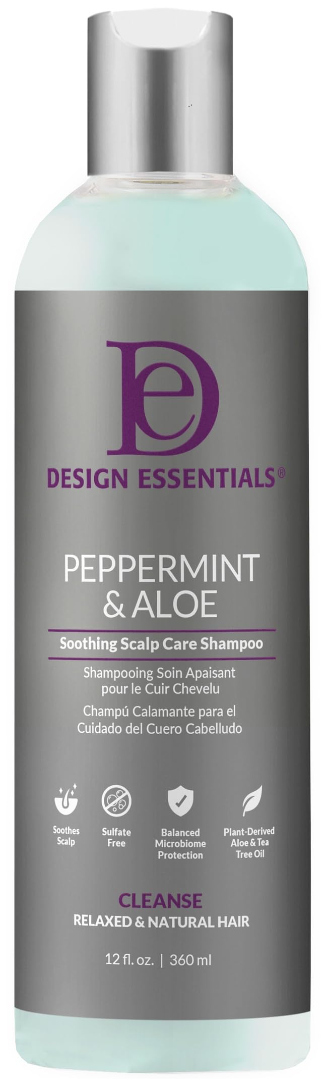 Design Essentials Peppermint Aloe Therapeutics champú - botella para aliviar picor y descamación