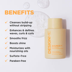 Design.Me Bounce.ME Champú: textura-visible, ofrece limpieza suave y control del frizz.