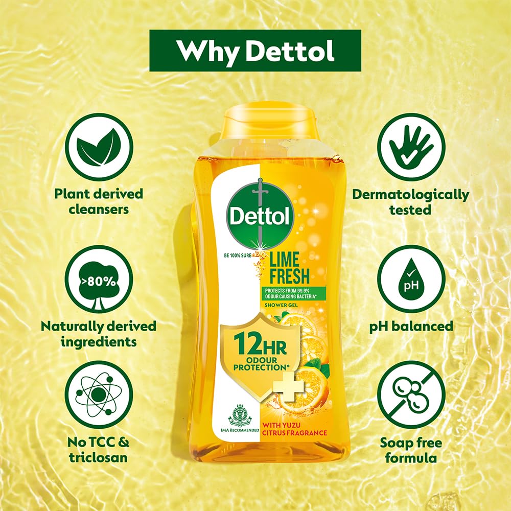 Dettol Cuerpo Lima Fresco, fragancia de lima fresca para una experiencia revitalizante.