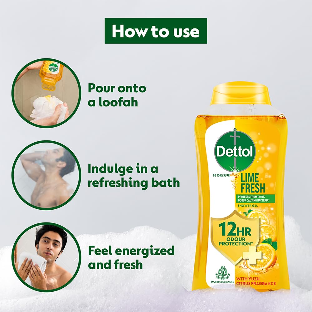 Dettol Cuerpo Lima Fresco, textura en gel para lavados rápidos y cómodos.