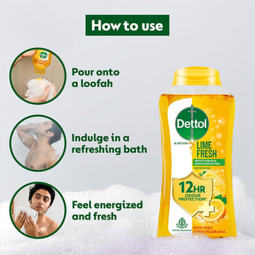 Dettol Cuerpo Lima Fresco, textura en gel para lavados rápidos y cómodos.
