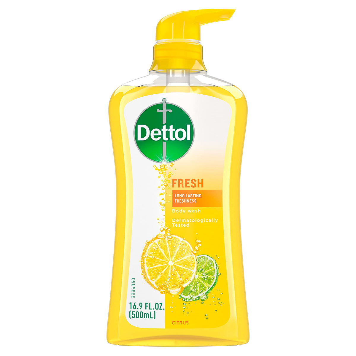Dettol Yuzu Fresco en botella, resalta la fragancia para la ducha.