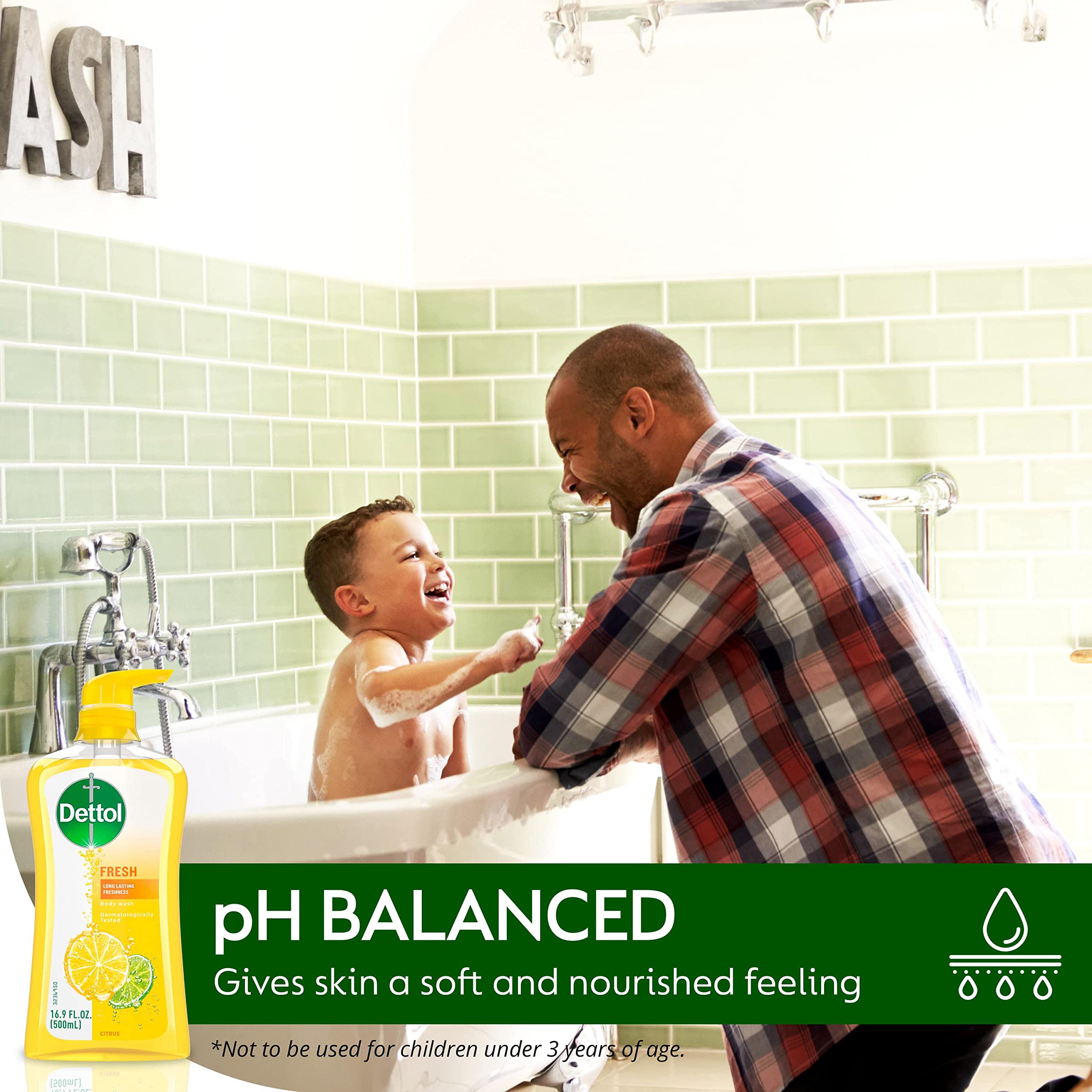 Dettol Yuzu, formulado con pH equilibrado para una piel suave tras la ducha.