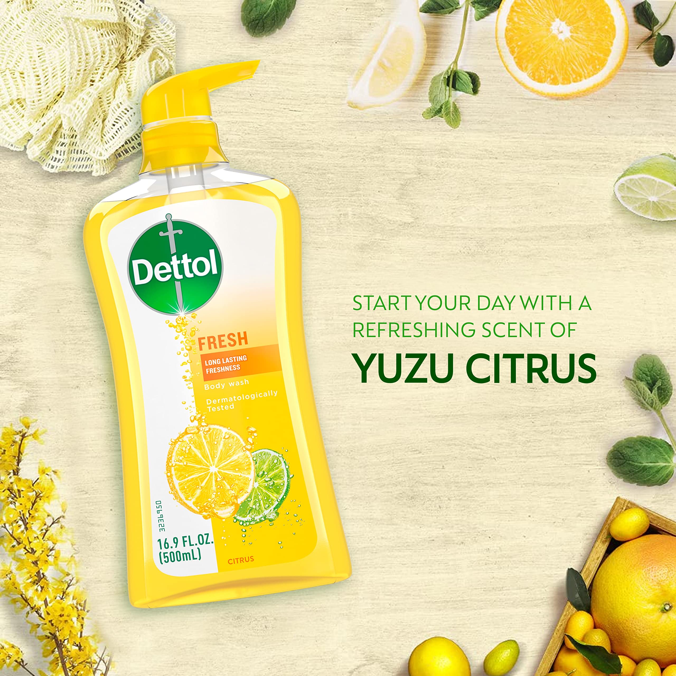 Dettol Yuzu presenta 16,9 onzas para mayor durabilidad.