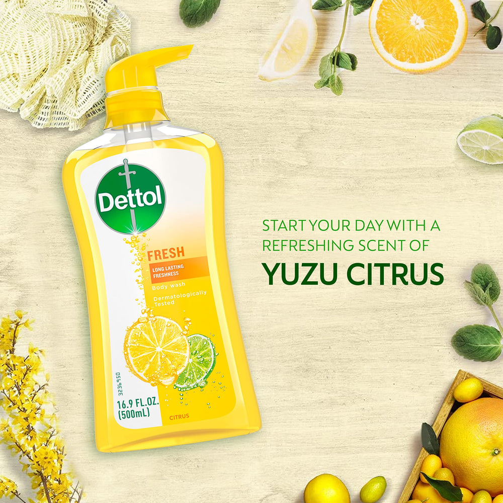 Dettol Yuzu presenta 16,9 onzas para mayor durabilidad.