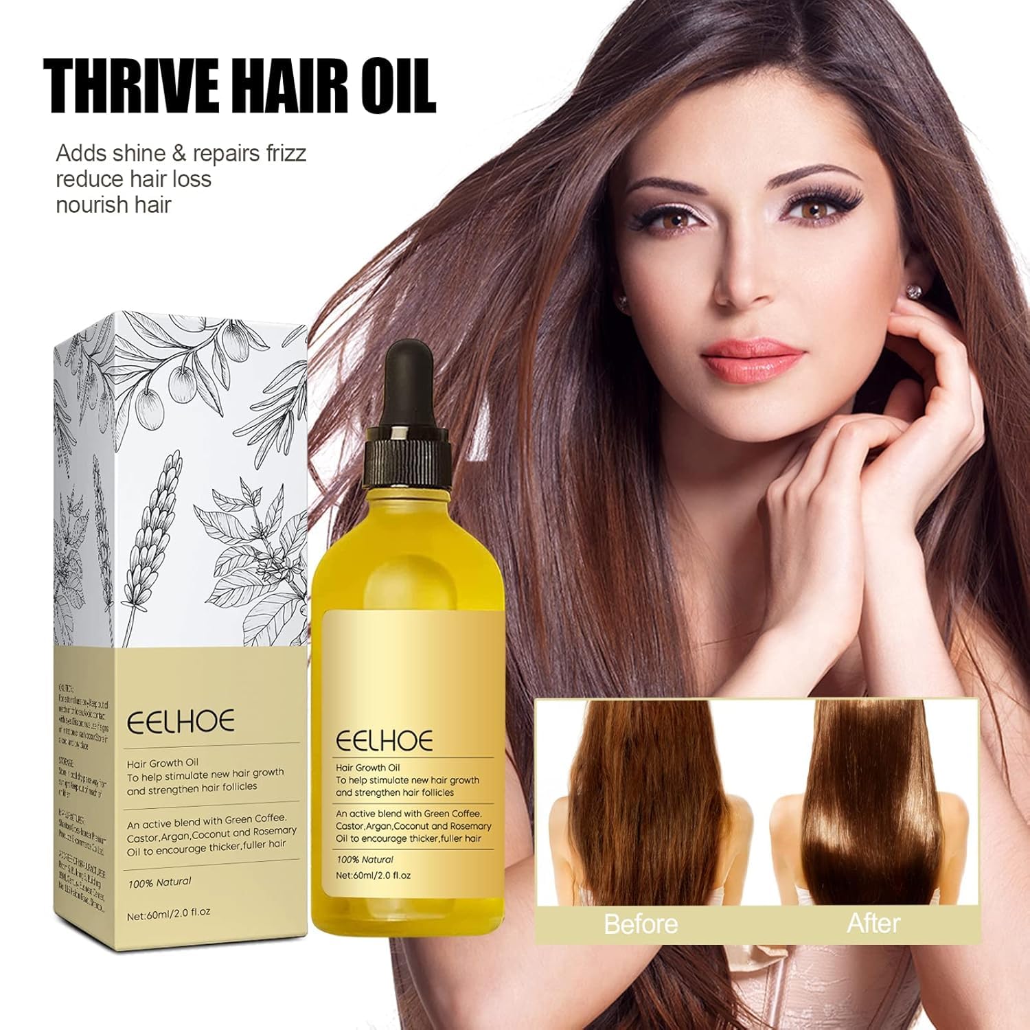 Deuiosna Carvenchi olive and castor oil blend close-up for smoother hair.