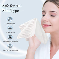 DEVOGUE Toallas faciales XL, textura lisa para desmaquillar suave y cómodo