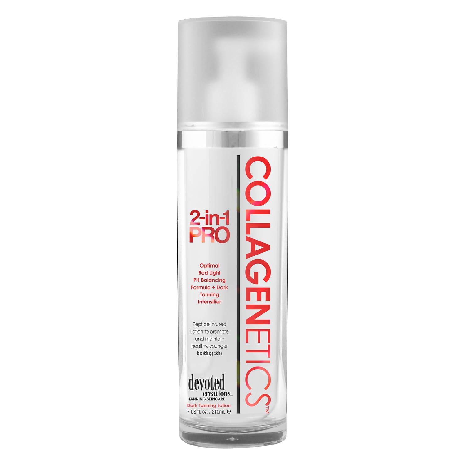 Collagenetics de Devoted Creations, botella con luz roja para terapia y cuidado de la piel