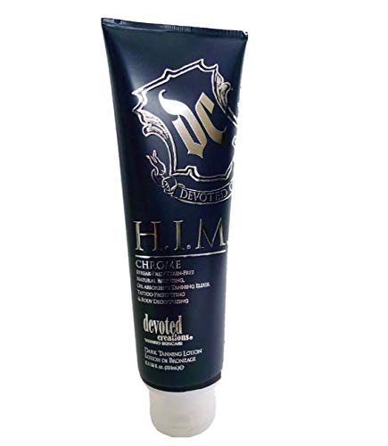 Devoted Creations H.I.M Chrome bronceador para hombres con protección de tatuajes.