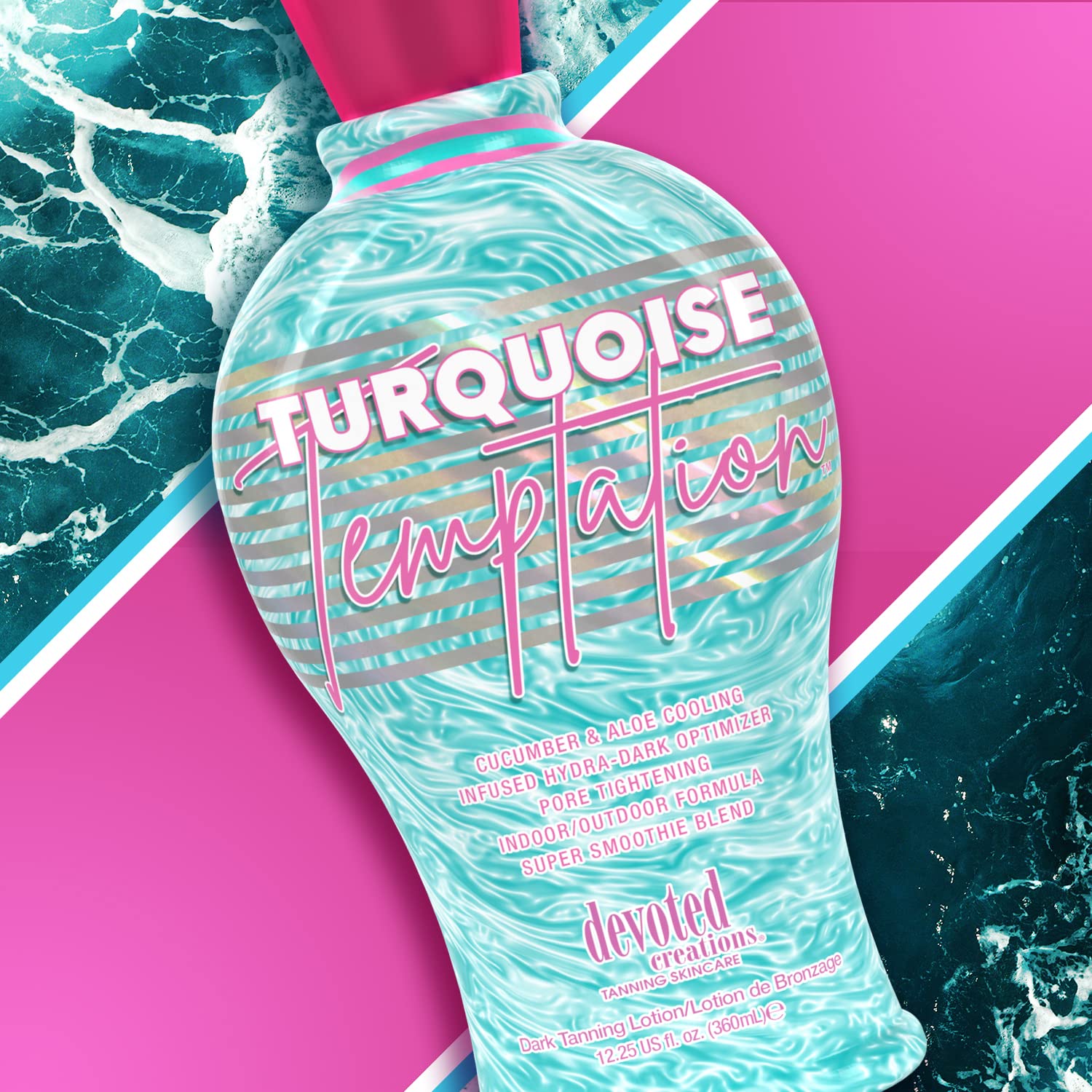 Devoted Creations Turquoise Temptation: fragancia-sorbete-azucarado, aroma agradable durante la sesión de bronceado.