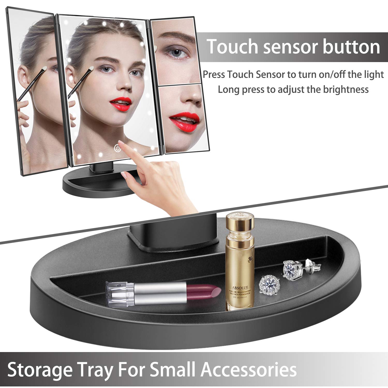 Base integrada para joyas y cosméticos en el espejo Deweisn