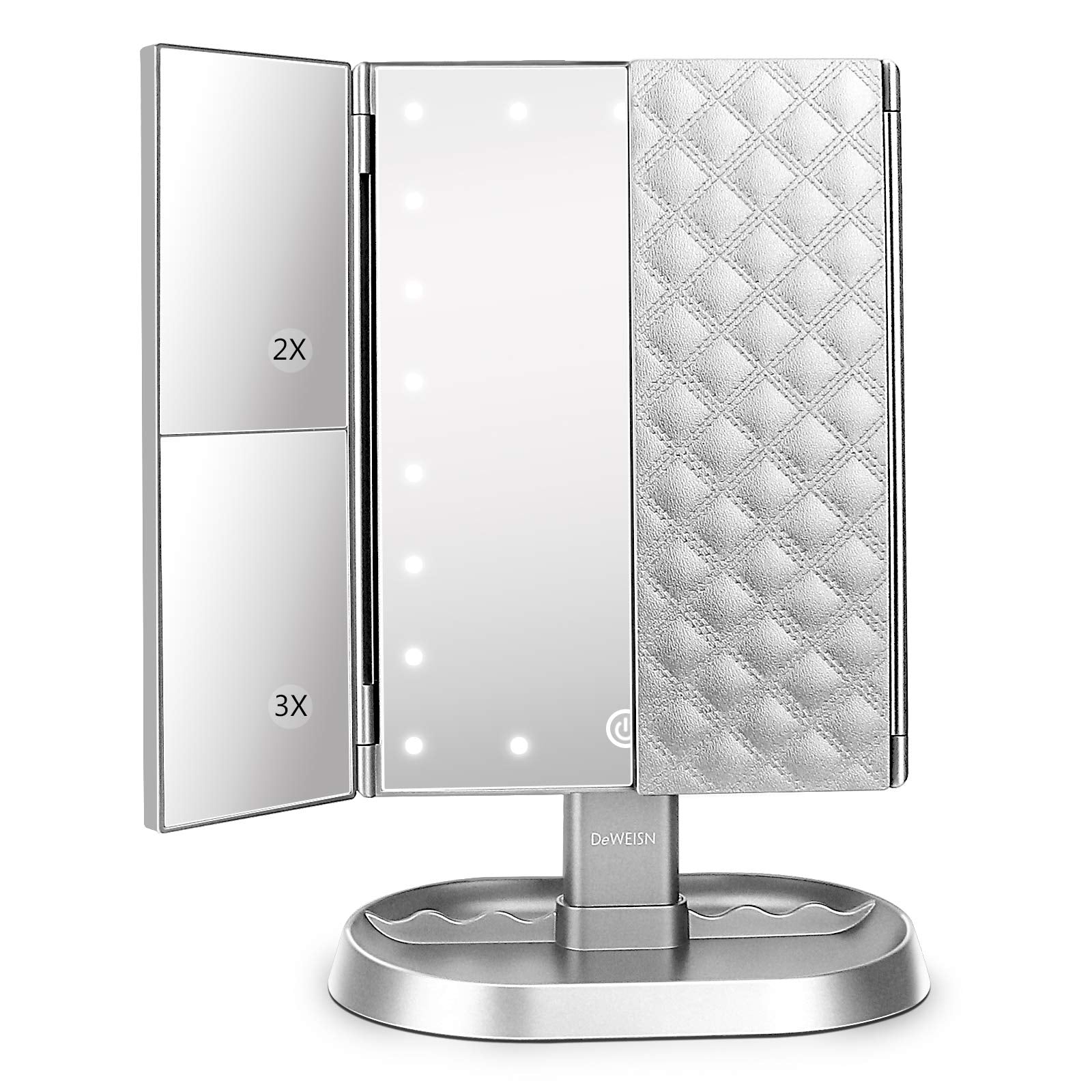 deweisn Espejo iluminado con 21 LED para maquillaje, luz natural y precisión