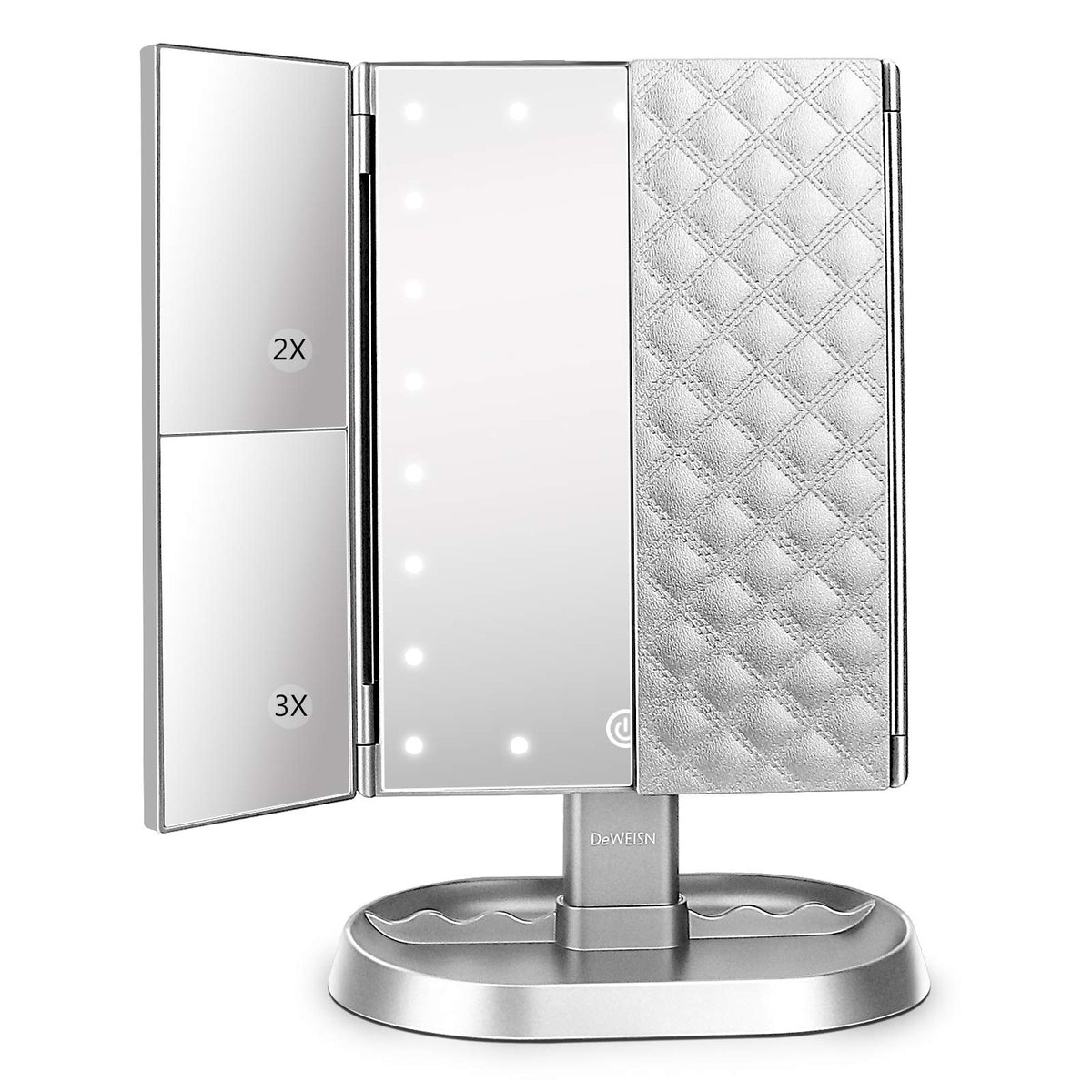 deweisn Espejo iluminado con 21 LED para maquillaje, luz natural y precisión