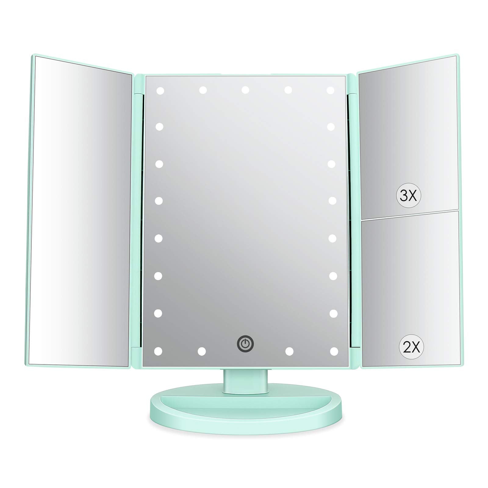 Miroir Deweisn pliable à trois volets avec 21 DEL pour un maquillage précis.